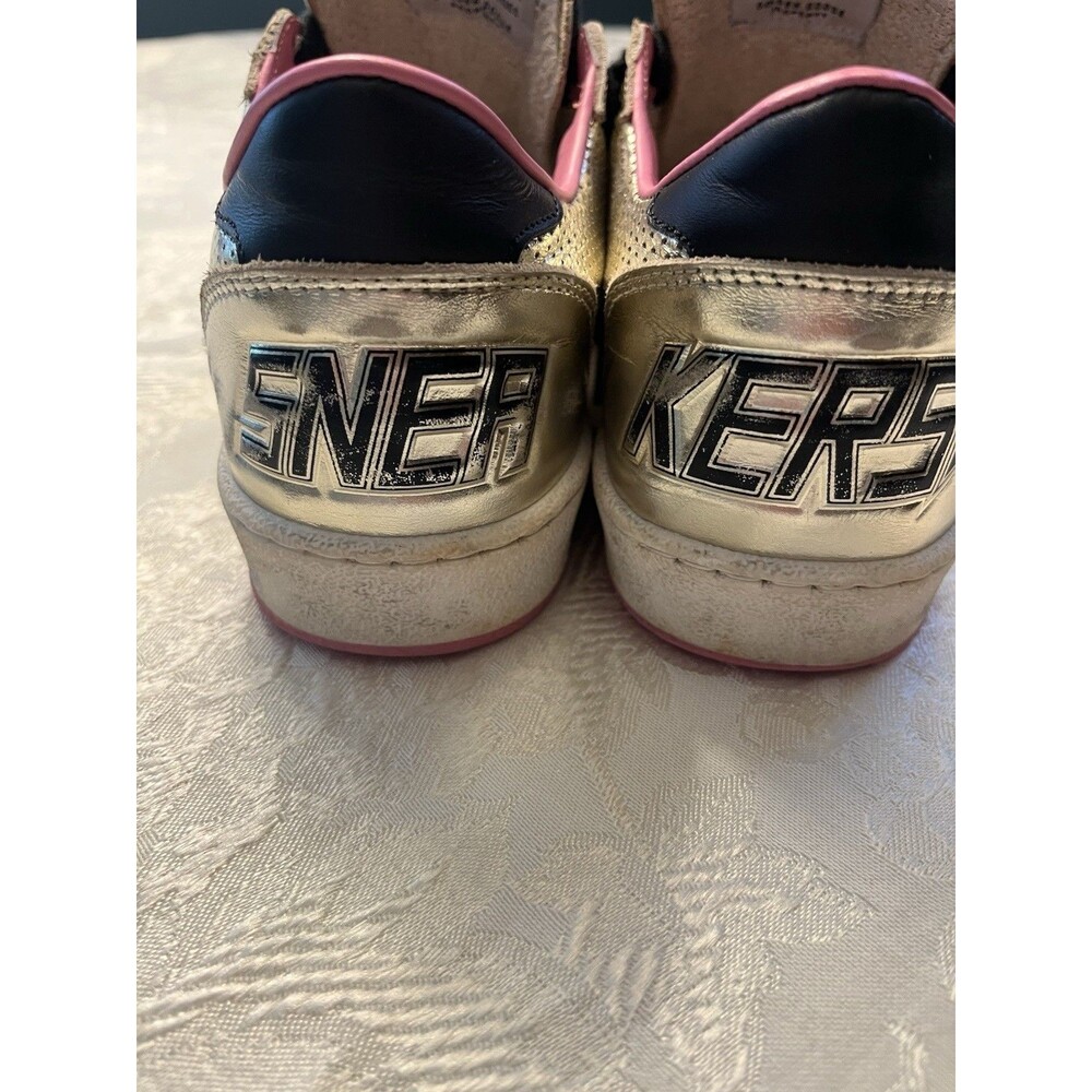 Golden Goose Gold Ballstars Leather Gold with Pink Trim Size 37/7 - Picture 5 of 13